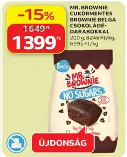 Auchan MR. BROWNIE CUKORMENTES BROWNIE BELGA CSOKOLÁDÉDARABOKKAL ajánlat