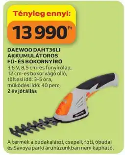 Auchan DAEWOO DAHT36LI AKKUMULÁTOROS FŰ- ÉS BOKORNYÍRÓ ajánlat