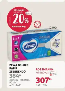 Rossmann Zewa Deluxe papír zsebkendő ajánlat