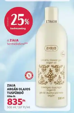 Rossmann Ziaja argán olajos tusfürdő ajánlat