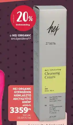Rossmann Hej Organic gyengéden hámlasztó arctisztító krém ajánlat