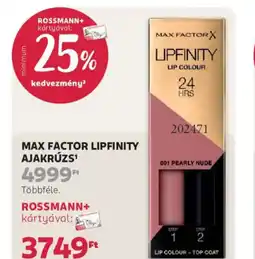 Rossmann Max Factor Lipfinity ajakrúzs ajánlat