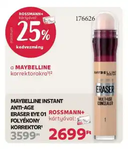 Rossmann Maybelline Instant Anti-Age Eraser Eye 01 folyékony korrektor ajánlat