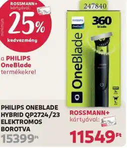Rossmann Philips OneBlade Hybrid QP2724/23 elektromos borotva ajánlat
