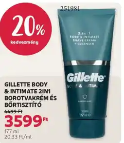 Rossmann Gillette Body & Intimate 2in1 borotvakrém és bőrtisztító ajánlat