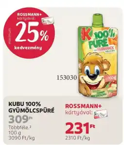 Rossmann Kubu 100% gyümölcspüré ajánlat