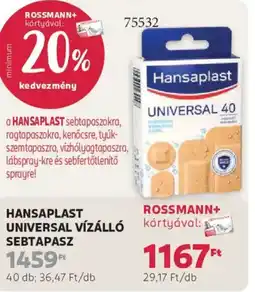 Rossmann Hansaplast Universal vízálló sebtapasz ajánlat