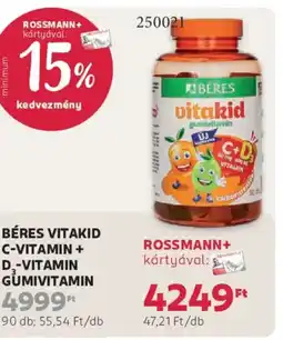 Rossmann Béres Vitakid C-vitamin + D3-vitamin gumivitamin ajánlat