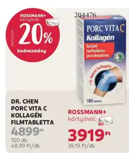 Rossmann Dr. Chen Porc Vita C Kollagén filmtabletta ajánlat
