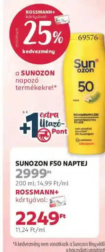 Rossmann Sunozon F50 naptej ajánlat