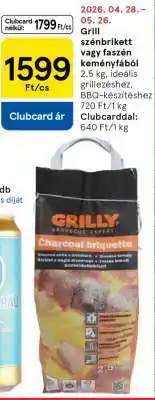 Tesco Grill szénbrikett vagy faszén keményfából ajánlat