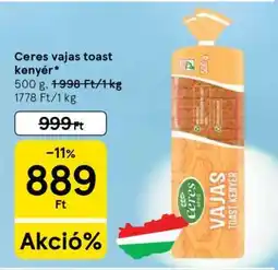 Tesco Ceres vajas toast kenyér ajánlat