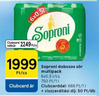 Tesco Soproni Dobozos Sör Multipack ajánlat