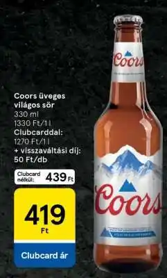 Tesco Coors üveges világos sör ajánlat