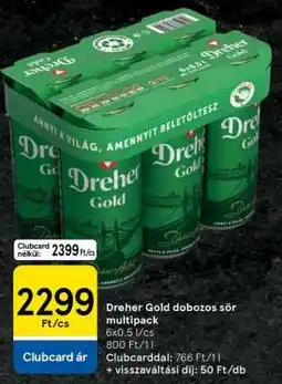 Tesco Dreher Gold dobozos sör multipack ajánlat
