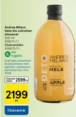 Tesco Andrea Milano Deto bio szűretlen almaecet ajánlat