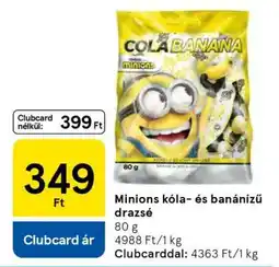 Tesco Minions kóla- és banánízű drazsé ajánlat