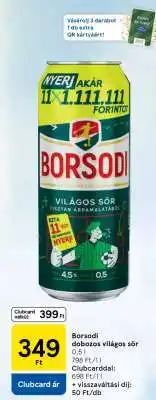Tesco Borsodi dobozos világos sör ajánlat