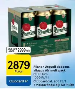 Tesco Pilsner Urquell dobozos világos sör multipack ajánlat