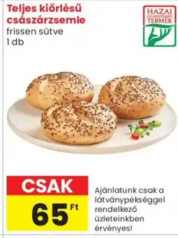 Spar Market Teljes kiőrlésű császárzsemle ajánlat