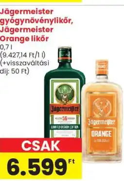 Spar Market Jägermeister gyógynövénylikőr, Jägermeister Orange likőr ajánlat