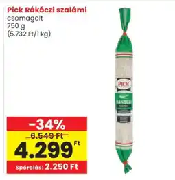 Spar Pick Rákóczi szalámi ajánlat