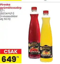 Spar Piroska gyümölcsszörp ajánlat