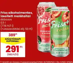 Spar Friss alkoholmentes, ízesített malátaital ajánlat