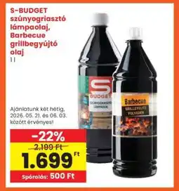Interspar S-BUDGET szúnyogriasztó lámpaolaj, Barbecue grillbegyújtó olaj ajánlat