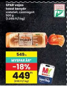 Interspar SPAR vajas toast kenyér ajánlat