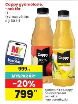 Interspar Cappy gyümölcslé, -nektár ajánlat
