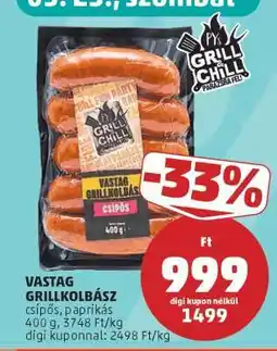 PENNY Vastag Grillkolbász ajánlat