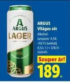 Lidl Argus Világos sör ajánlat