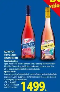 Lidl KONTYOS Berry Secco gyümölcsbor ajánlat