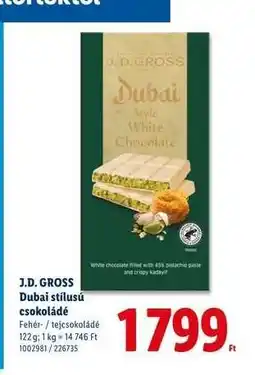 Lidl J. D. GROSS Dubai stílusú csokoládé ajánlat