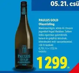 Lidl PAULUS Gold Olaszrizling ajánlat