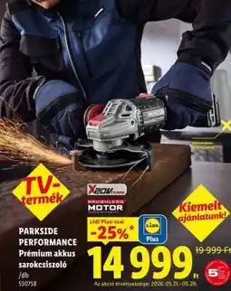 Lidl Parkside Performance Prémium akkus sarokcsiszoló ajánlat