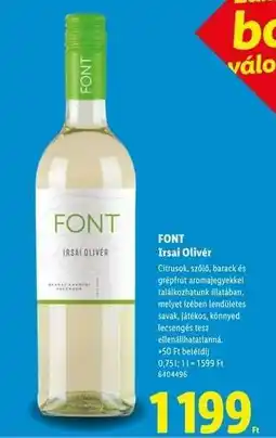 Lidl FONT Irsai Olivér ajánlat
