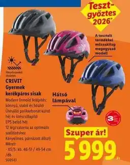 Lidl CRIVIT Gyermek kerékpáros sisak ajánlat