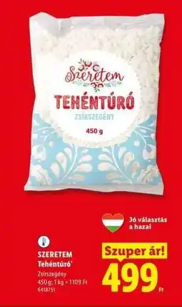 Lidl SZERETEM Tehéntúró ajánlat