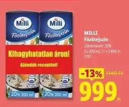 Lidl MILLI Főzőtejszín ajánlat