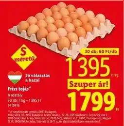 Lidl Friss tojás ajánlat