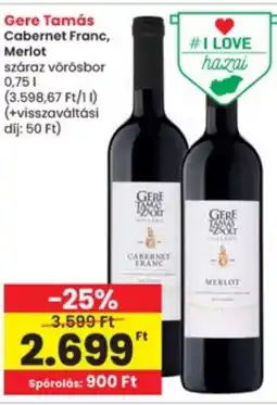 Interspar Gere Tamás Cabernet Franc, Merlot ajánlat