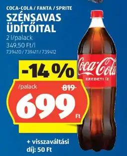 ALDI Coca-Cola / Fanta / Sprite szénsavas üdítőital ajánlat