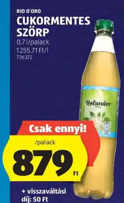ALDI Rio D'Oro cukormentes szörp ajánlat