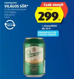 ALDI Staropramen Világos Sör ajánlat