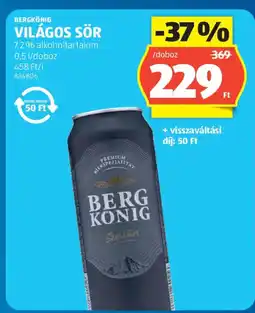 ALDI Bergkönig Világos Sör ajánlat