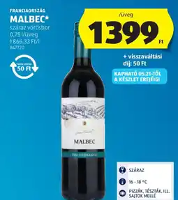 ALDI Malbec száraz vörösbor ajánlat