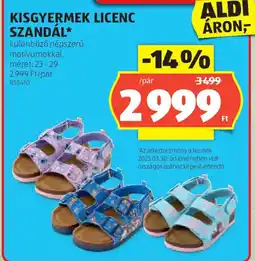 ALDI Kisgyermek licenc szandál ajánlat