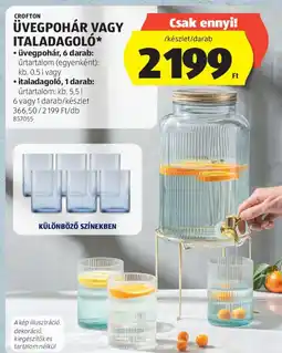 ALDI Üvegpohár vagy italadagoló ajánlat